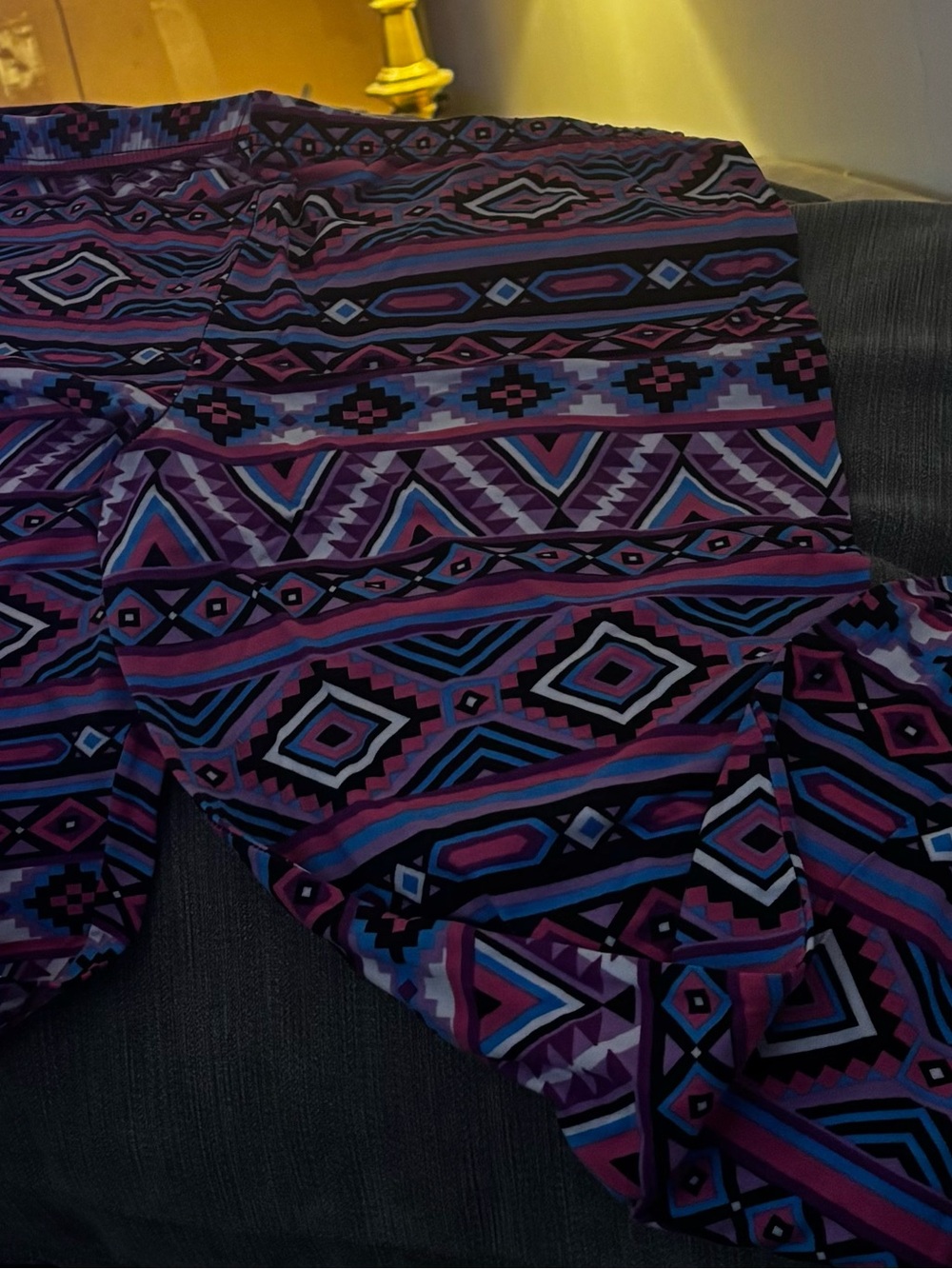Magid Aztec Print Leggings in Purple, Blue, Black